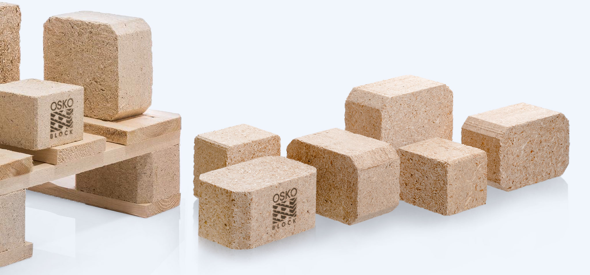 OSKO-INVEST - wood processing company. Wу offer a wide size range of pallet pressed blocks, pallet boards and pallet assembly kits